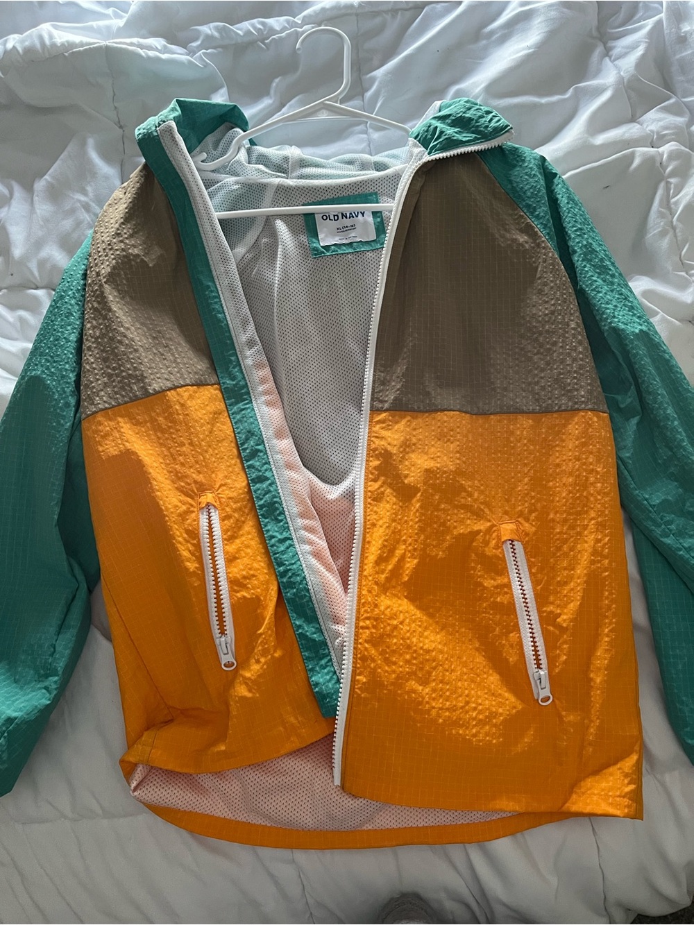 Old Navy Teal and Taupe Mesh-Lined Jacket